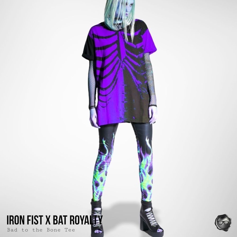 NEW DOLLS KILL IRON FIST X BAT ROYALTY BAD TO THE BONE TEE NWT - Picture 2 of 9